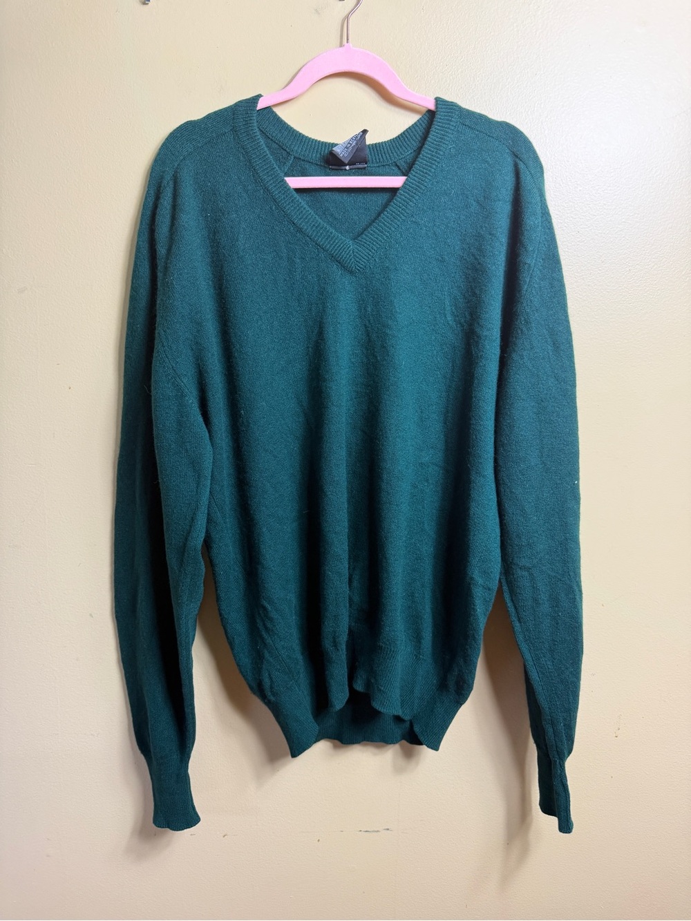 Vtg Clan Douglas Nordstrom Cashmere V-Neck Sweater Men's L Teal Green Scotland